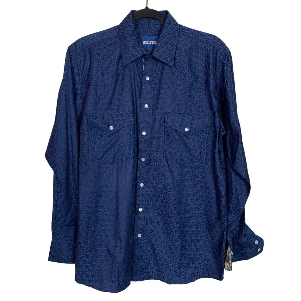 Resistol Lipizzaner Blue Aztec Western Button Up Shirt Size‎ Small
